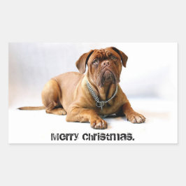 Rectangular Pegatina navideño francés Mastiff Deadpan Dog Merr