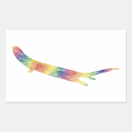 Rectangular Pegatina Otter del río Tie Dye