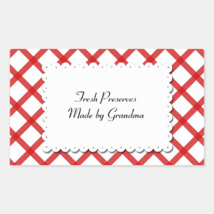 Rectangular Pegatina personalizada de cuadros rojos y blancos