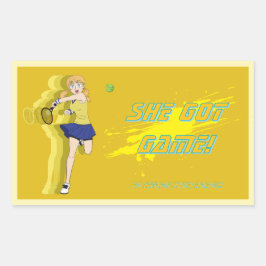 Rectangular Pegatina personalizada de jugadora de tenis femeni