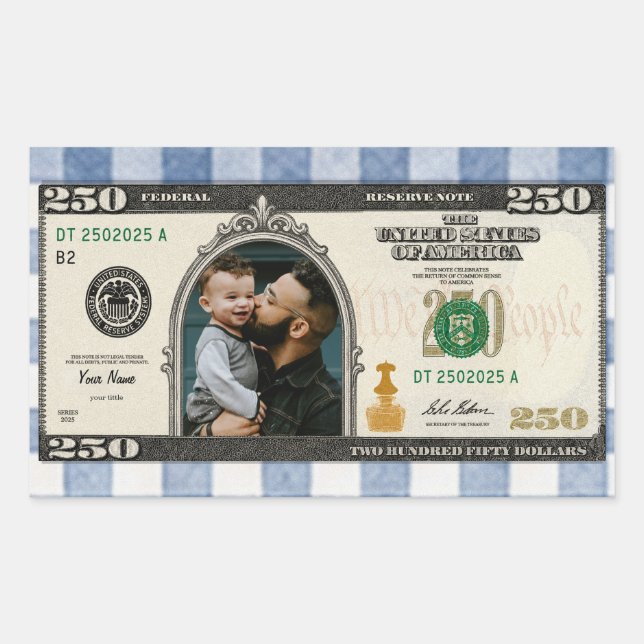 Rectangular Pegatina personalizada del 250 aniversario de Amér (Anverso)