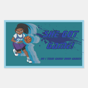 Rectangular Pegatina personalizado de Baloncesto Femenino