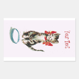 Rectangular Pegatina personalizado del gato del gatito del