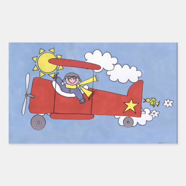 Rectangular pegatina piloto de avión (Anverso)