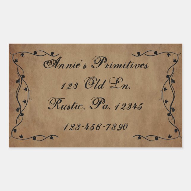 Rectangular Pegatina primitivo de la vid (Anverso)