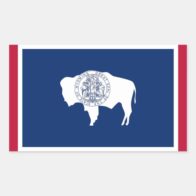 Rectangular Pegatina Rectangle con bandera de Wyoming (Anverso)