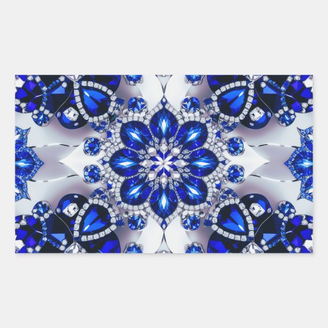 Rectangular Pegatina Rectangle con colores blancos azules (Anverso)