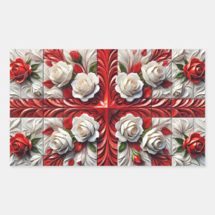 Rectangular Pegatina Rectangle con diseño de Rosas ingleses