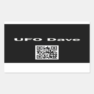 Rectangular Pegatina Rectangle con logotipo de Dave OVNI y cód