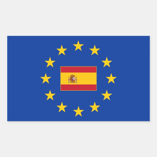 Rectangular Pegatina Rectangle de España de la Unión Europea (Anverso)