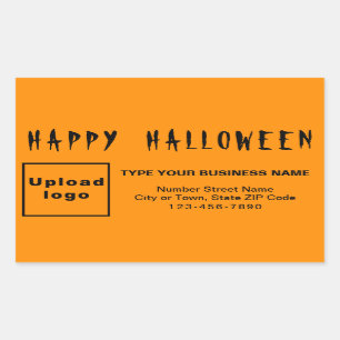 Rectangular Pegatina Rectangle de Naranja de Halloween de nego
