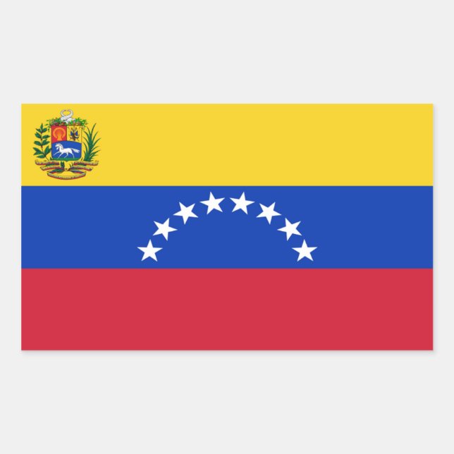 Rectangular Pegatina Rectángulo de Bandera de Venezuela (Anverso)