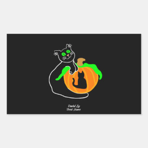 Rectangular Pegatina Rectángulo de Calabaza de Gato Negro