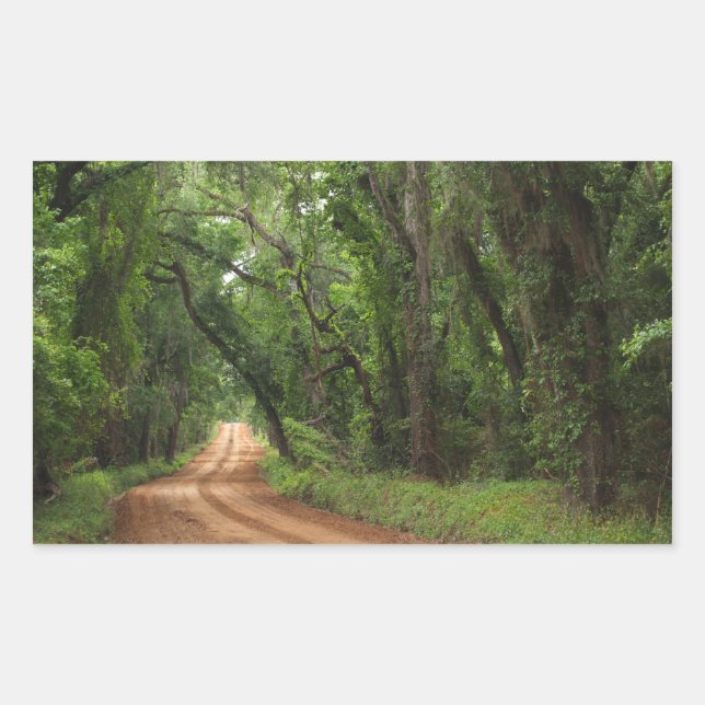 Rectangular Pegatina Rectángulo de fondo de carretera de país (Anverso)