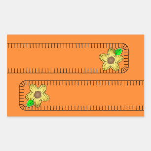 Rectangular Pegatina Rectángulo de fondo de la flor amarilla