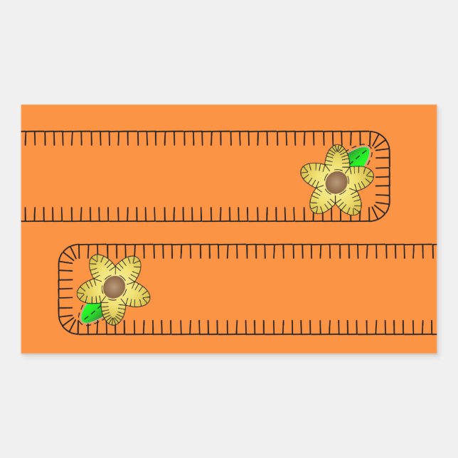 Rectangular Pegatina Rectángulo de fondo de la flor amarilla (Anverso)