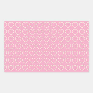 Rectangular Pegatina Rectángulo de fondo del corazón rosado