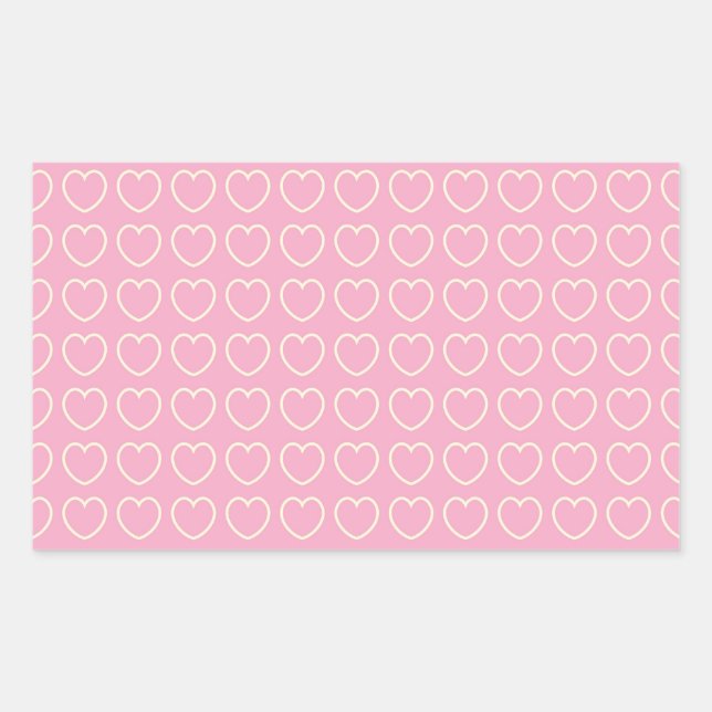 Rectangular Pegatina Rectángulo de fondo del corazón rosado (Anverso)