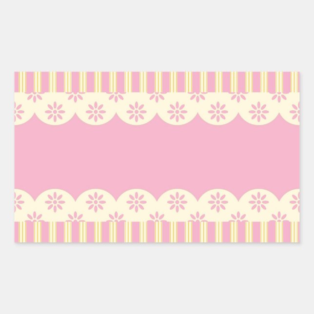 Rectangular Pegatina Rectángulo de fondo rosado de los ojos (Anverso)