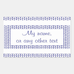 Rectangular PEGATINA Rectángulo de KNIT DE LÍNEA AZUL + Texto
