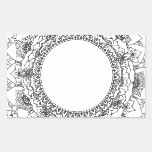 Rectangular Pegatina Rectángulo de la Luna Llena Mandala
