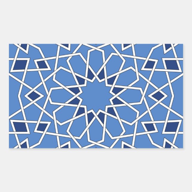 Rectangular Pegatina Rectángulo de mosaico morisco (Anverso)