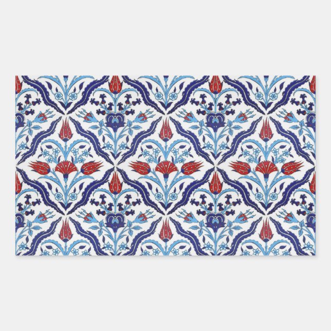 Rectangular Pegatina Rectángulo de mosaico turco (Anverso)