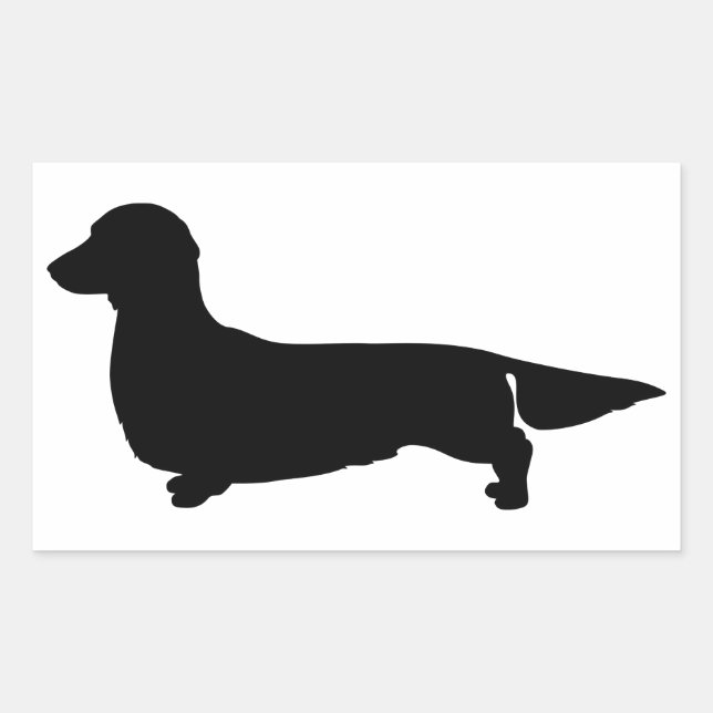 Rectangular Pegatina Rectángulo de pelo largo Dachshund (Anverso)