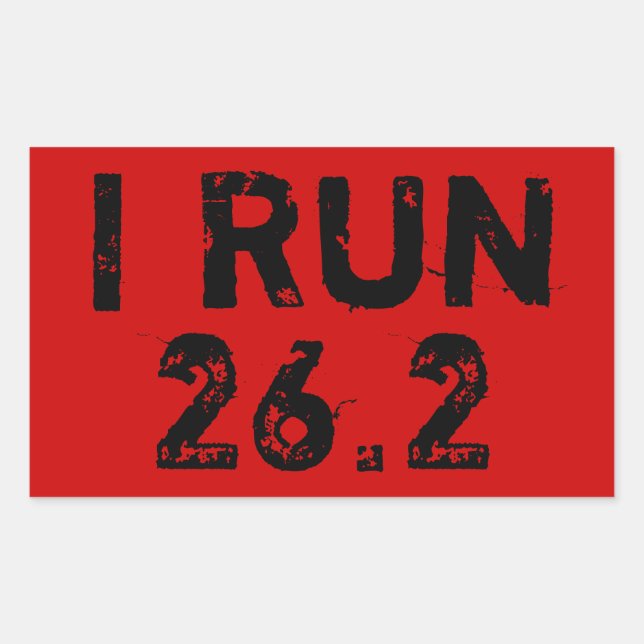 Rectangular Pegatina Red I Run 26.2 (Anverso)