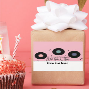 Rectangular Pegatina retro del personalizable del fiesta del