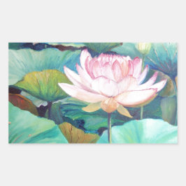 Rectangular Pegatina rosa Lotus Blossom