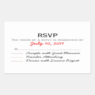 Rectangular Pegatina RSVP de boda