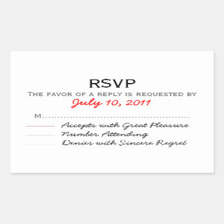 Rectangular Pegatina RSVP de boda