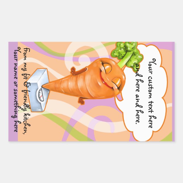 Rectangular Pegatina saludable de zanahorias dietéticas (Anverso)
