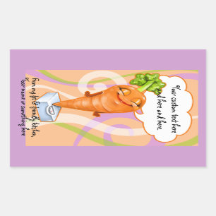 Rectangular Pegatina saludable de zanahorias dietéticas