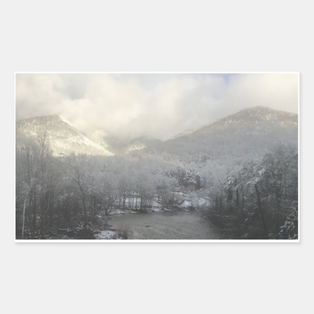 Rectangular Pegatina Snowy Mountain (Anverso)