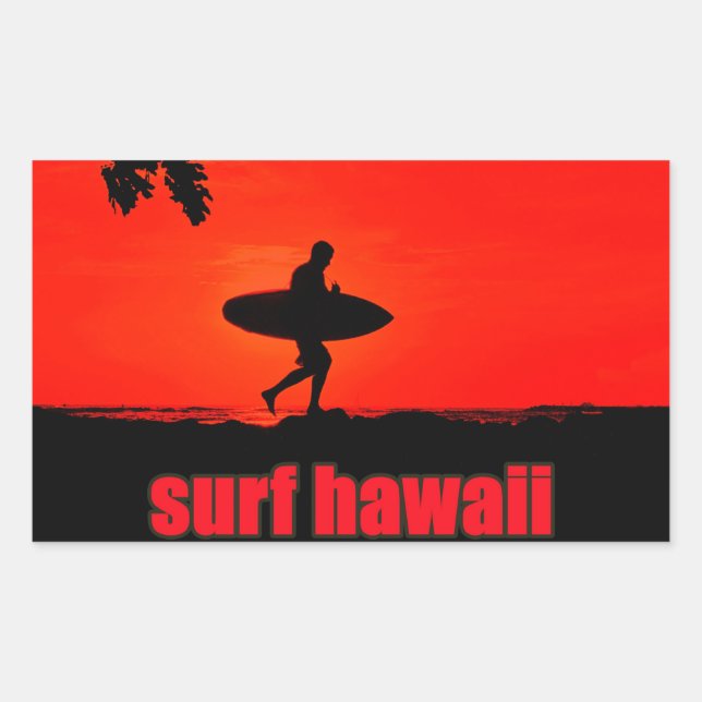 Rectangular Pegatina surf hawaii (Anverso)