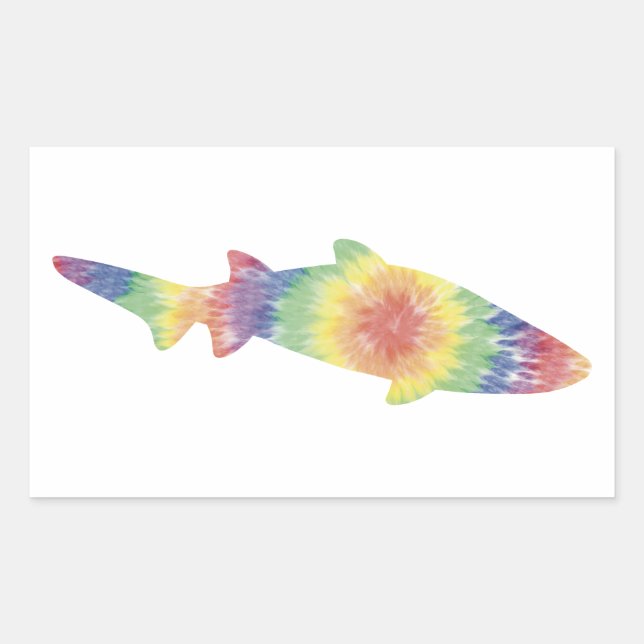 Rectangular Pegatina Tie Dye Shark (Anverso)