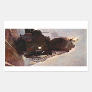 Rectangular Pegatina Train Steel Horse Vintage Locomotive Stat