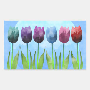 Rectangular Pegatina Tulips