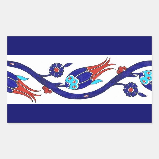 Rectangular pegatina turca de tulipán (Anverso)