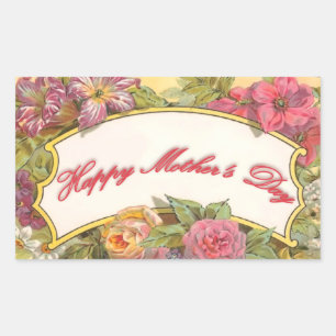 Rectangular Pegatina vintage del Día de la Madre