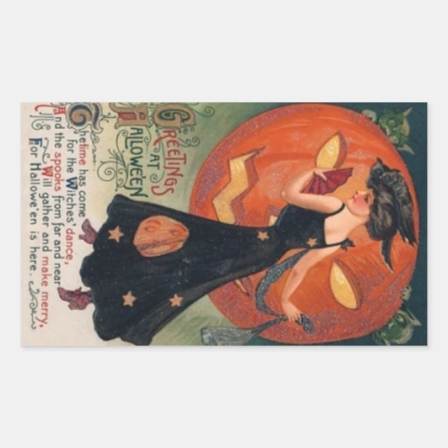 Rectangular Pegatina Vintage Halloween (Anverso)