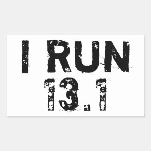 Rectangular Pegatina White I Run 13.1