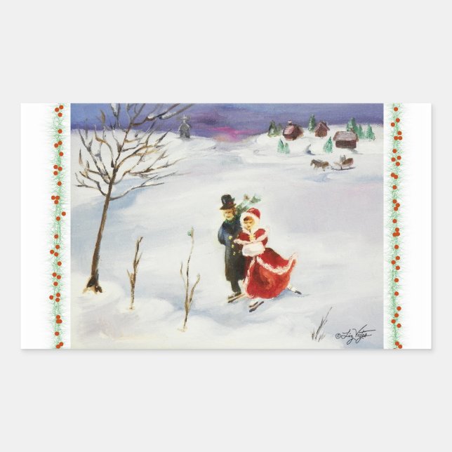 Rectangular Pegatina Winter Wonderland (Anverso)