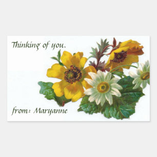 Rectangular Pensamiento vintage de usted o pegatina de la etiq