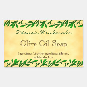 Rectangular Personalizado de hojas de oliva Soap Pegatina de p