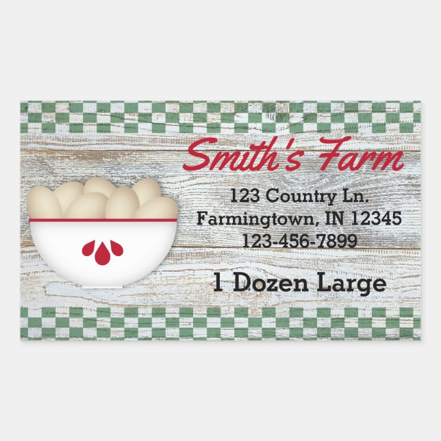 Rectangular Personalizado de huevos de país Pegatina (Anverso)