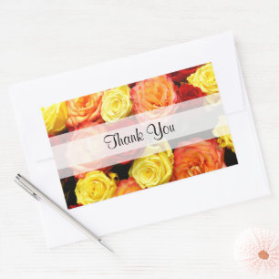 Rectangular Personalizado "Gracias" Pegatina de Rosas amarillo