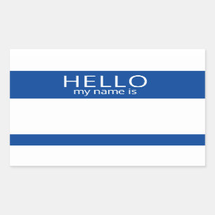 Rectangular Personalizado HELLO Mi Nombre Es Pegatina Badge Bl
